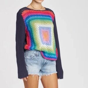 Pistola Claudine Rainbow Crochet Sweater small *like new*